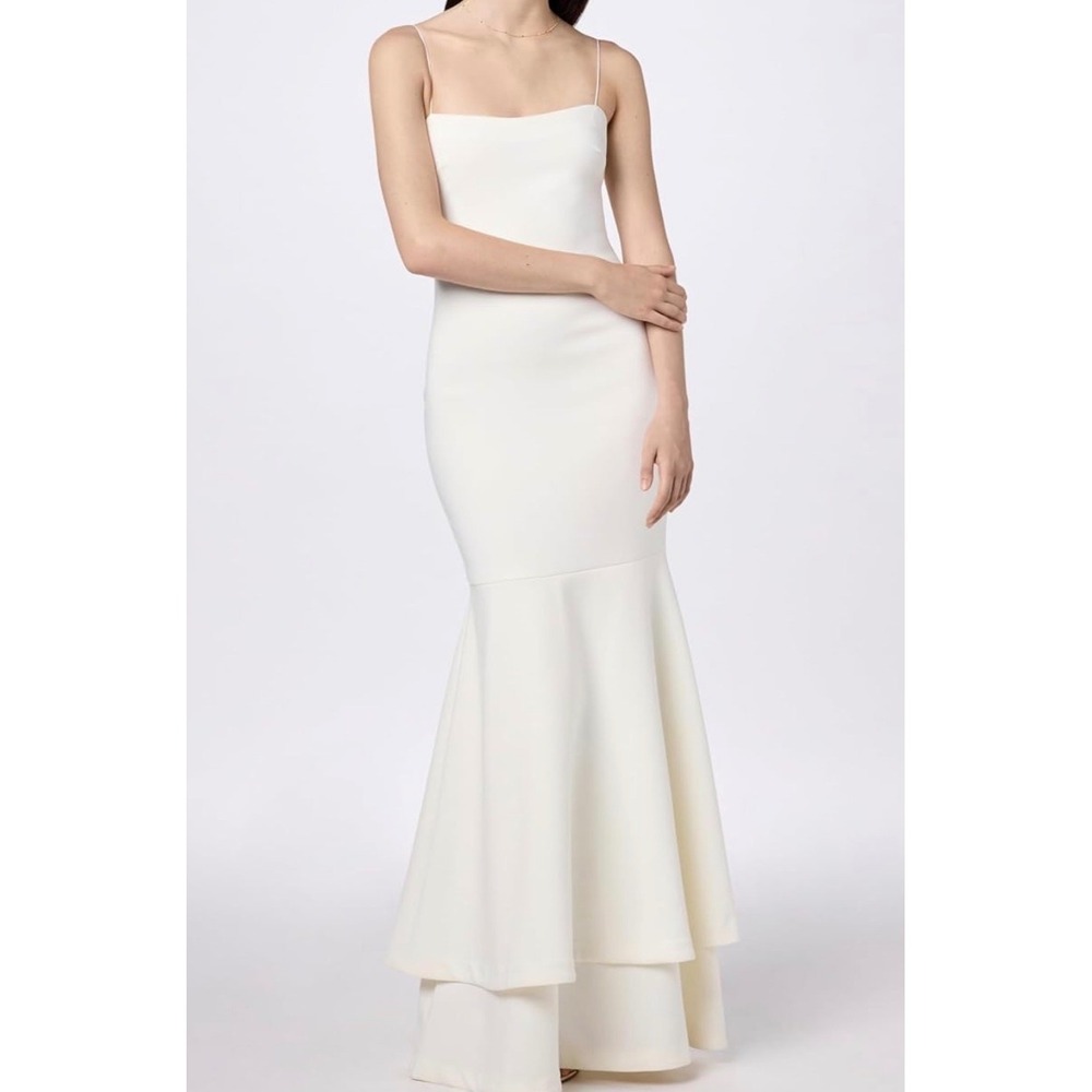 Likely Aurora Gown Womens Size 10 White Spaghetti Strap Mermaid Formal Wedding